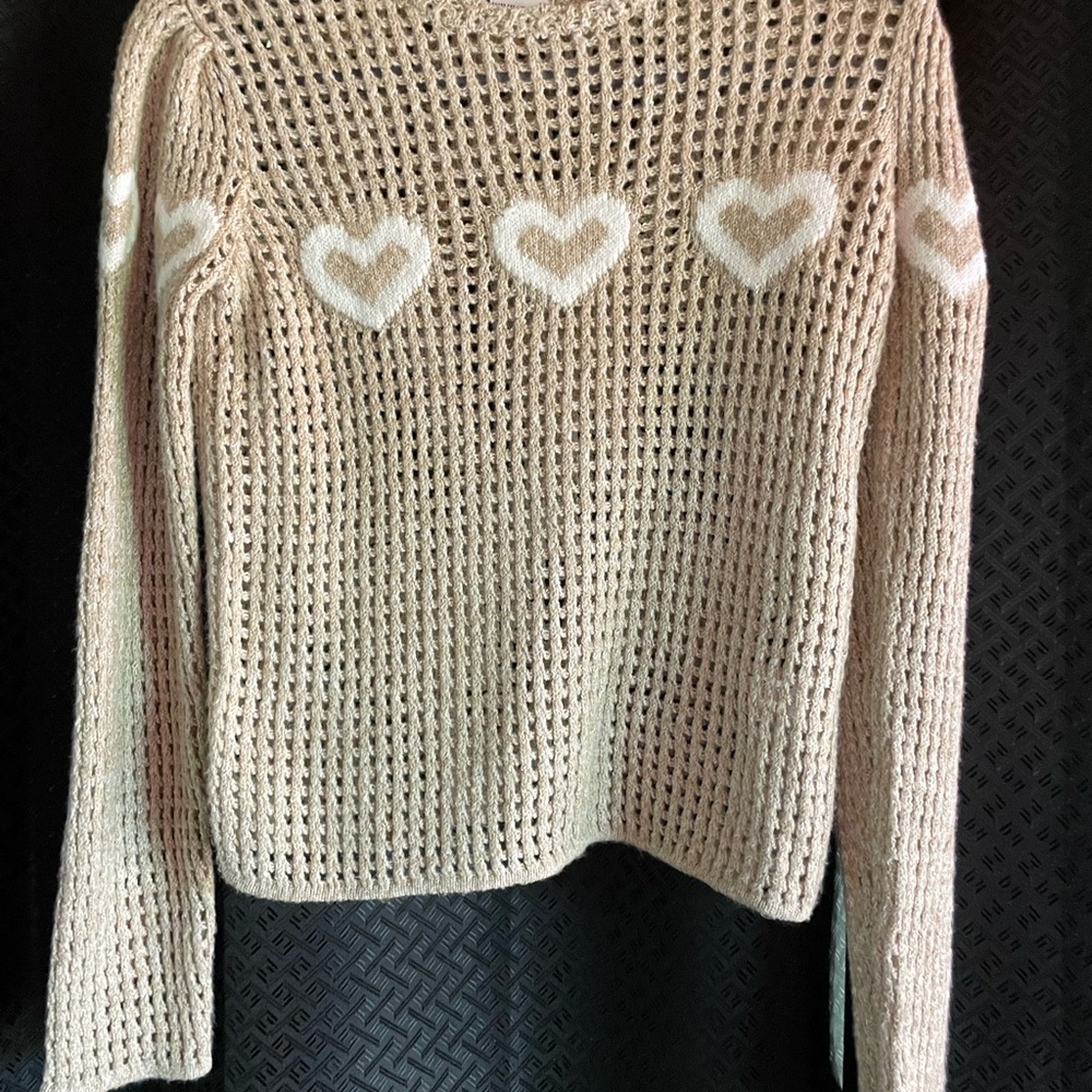 SO Beige Heart Pattern Sweater